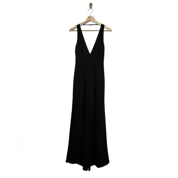NWT REVOLVE BY THE WAY Carmela Deep V Wide Leg Backless Jumpsuit Black S - Picture 6 of 12